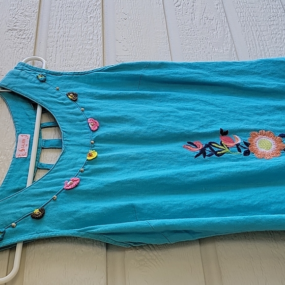 Women's natural linen dress with embroidery size S - Picture 7 of 14